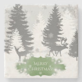 冬のワンダーランドストーンコースター – 緑 ストーンコースター (正面)