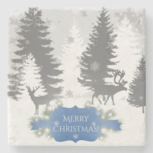 冬のワンダーランドストーンコースター – 青 ストーンコースター (正面)