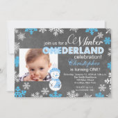 冬のワンダーランドスノーフレーク第1誕生日招待状 招待状 (正面)