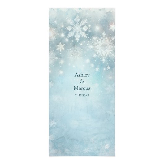 冬のワンダーランドスノーフレーク結婚の詳細の挿入 ラックカード (裏面)