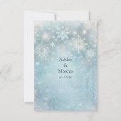 冬のワンダーランドスノーフレーク結婚の詳細の挿入 招待状 (裏面)