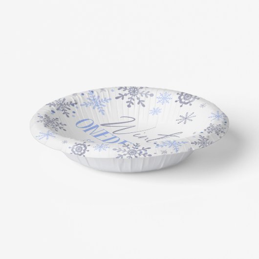 冬のワンダーランドスノーフレーク1st誕生日パーティー ペーパーボウル (傾斜あり)