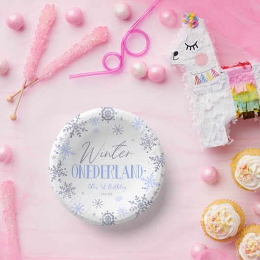 冬のワンダーランドスノーフレーク1st誕生日パーティー ペーパーボウル (パーティー)