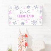 冬のワンダーランドスノーフレーク1st誕生日パーティー 横断幕 (インサイチュ)