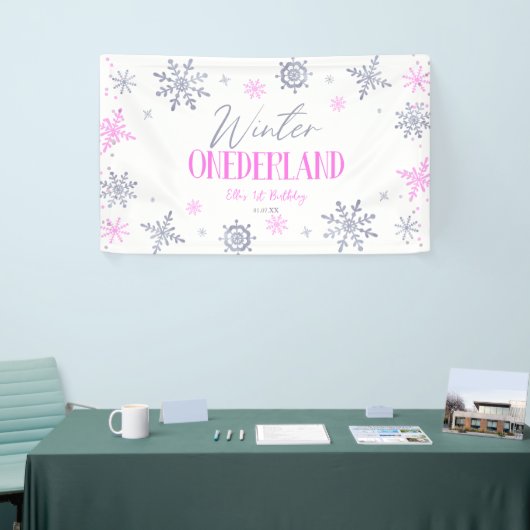 冬のワンダーランドスノーフレーク1st誕生日パーティー 横断幕 (トレードショー)
