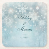 冬のワンダーランドスノーフレーク スクエアペーパーコースター (正面)