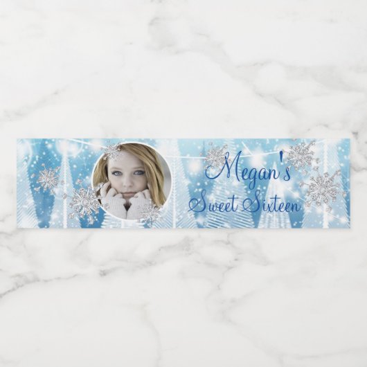 冬のワンダーランドダイヤモンド雪の結晶ストリングライト ペットボトルラベル (シングルラベル)