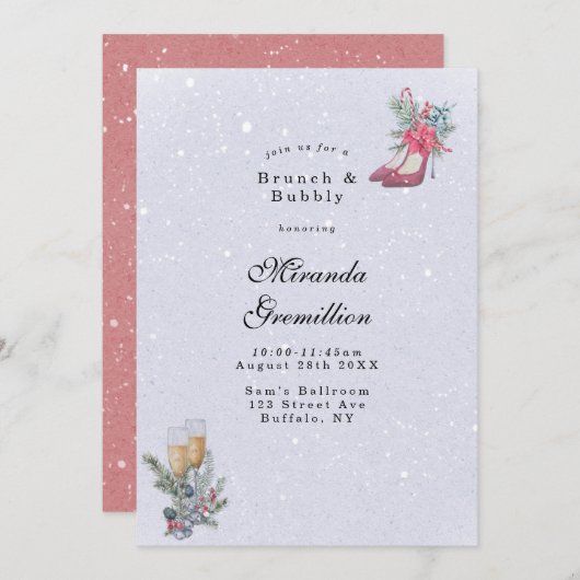 冬のワンダーランドダスティブルーブランチとバブリー 招待状 (正面/裏面)