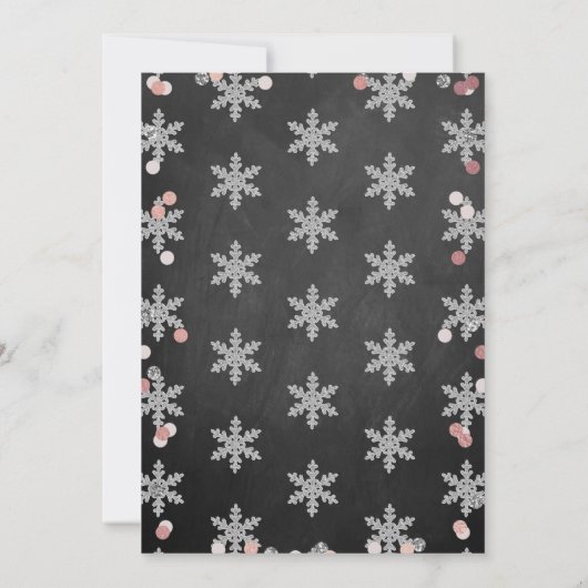 冬のワンダーランドチョークボード1日の誕生日 招待状 (裏面)