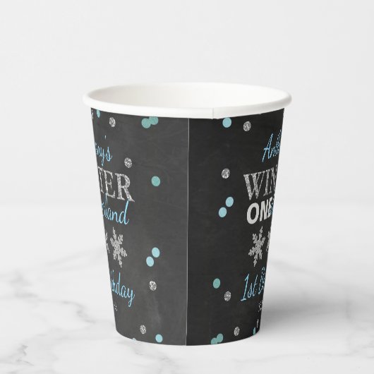冬のワンダーランドチョークボード1日の誕生日 紙コップ (右)