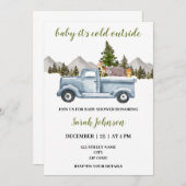 冬のワンダーランドトラックベビーシャワー 招待状 (正面/裏面)