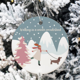 冬のワンダーランドドッグペットをテーマにした歩く セラミックオーナメント