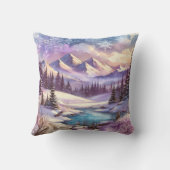 冬のワンダーランドパターンの自然マウンテンレイク クッション (裏面)