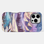 冬のワンダーランドパターンの自然マウンテンレイク iPhoneケース (裏面横)