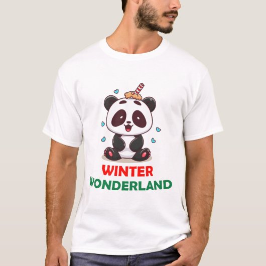 冬のワンダーランドパンダ Tシャツ (正面)