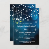 冬のワンダーランドパーティの招待状ナイトブルームーン 招待状 (正面/裏面)