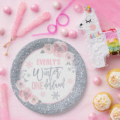 冬のワンダーランドピンクとシルバーの装飾 ペーパープレート (パーティー)