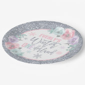 冬のワンダーランドピンクとシルバーの装飾 ペーパープレート (アングル)