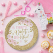 冬のワンダーランドピンクと金ゴールドの装飾 ペーパープレート (パーティー)