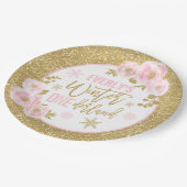 冬のワンダーランドピンクと金ゴールドの装飾 ペーパープレート (アングル)