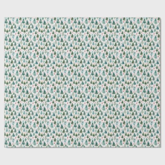 冬のワンダーランドピンクのクリスマスのスパークリーな木 ラッピングペーパー (フラット)