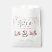 冬のワンダーランドピンクの女の子クリスマス1st誕生日 フェイバーバッグ (正面)