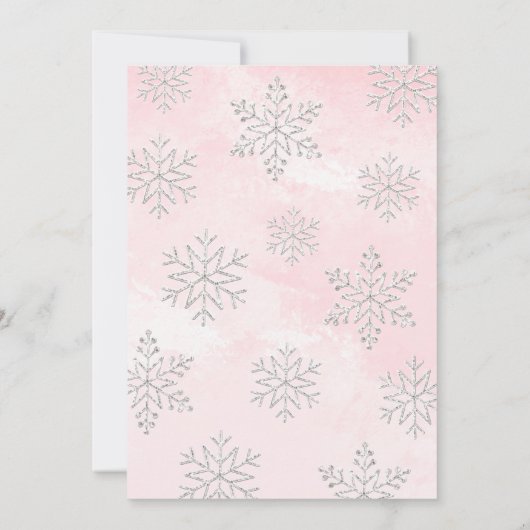 冬のワンダーランドピンクの女の子クリスマス1st誕生日 招待状 (裏面)