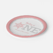 冬のワンダーランドピンクシルバー1歳の誕生日 ペーパープレート (アングル)