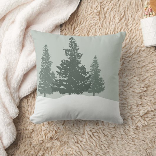 冬のワンダーランドフォレストの木 クッション (ブランケット)