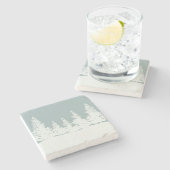 冬のワンダーランドフォレストの木 ストーンコースター (横)