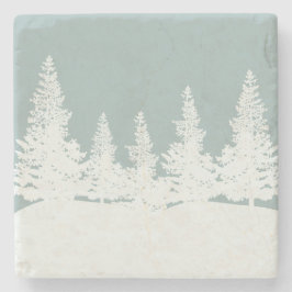 冬のワンダーランドフォレストの木 ストーンコースター