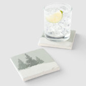 冬のワンダーランドフォレストの木 ストーンコースター (横)