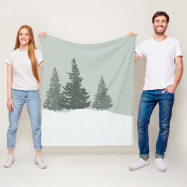 冬のワンダーランドフォレストの木 フリースブランケット