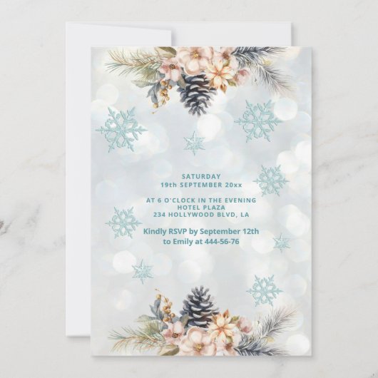 冬のワンダーランドフローラ愛らしいドレス甘い16 招待状 (裏面)