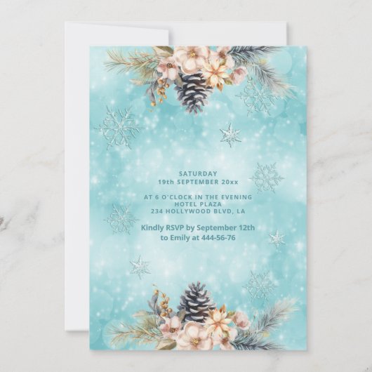 冬のワンダーランドフローラ愛らしいドレス甘い16 招待状 (裏面)