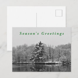 冬のワンダーランドブラック&ホワイト雪写真 シーズンポストカード