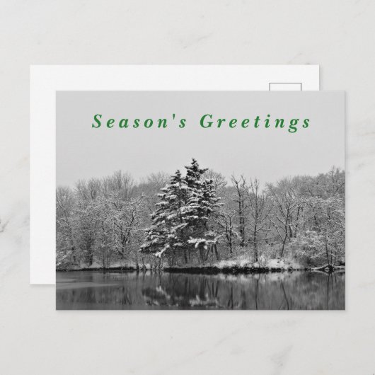 冬のワンダーランドブラック&ホワイト雪写真 シーズンポストカード (正面/裏面)