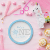 冬のワンダーランドブルーシルバー1歳の誕生日 ペーパープレート (パーティー)