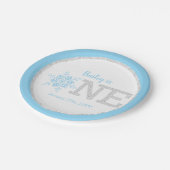 冬のワンダーランドブルーシルバー1歳の誕生日 ペーパープレート (アングル)