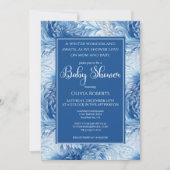 冬のワンダーランドブルー雪の結晶ベビーシャワー 招待状 (正面)