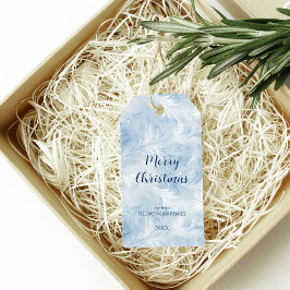 冬のワンダーランドブルー霜の降りたパターン ギフトタグ