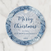 冬のワンダーランドブルー霜の降りたパターン フェイバータグ (正面)