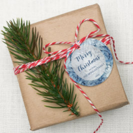 冬のワンダーランドブルー霜の降りたパターン フェイバータグ