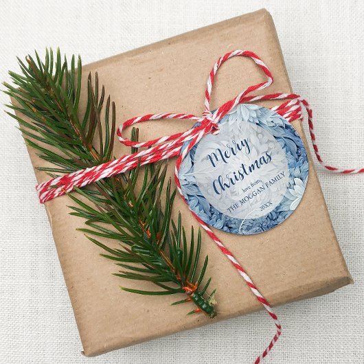 冬のワンダーランドブルー霜の降りたパターン フェイバータグ