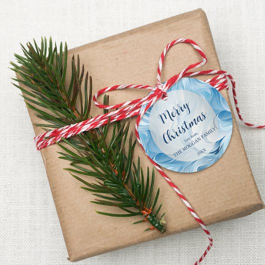 冬のワンダーランドブルー霜の降りたパターン フェイバータグ