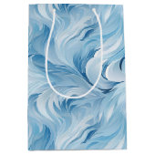 冬のワンダーランドブルー霜の降りたパターン ミディアムペーパーバッグ (正面)