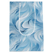 冬のワンダーランドブルー霜の降りたパターン ミディアムペーパーバッグ (裏面)