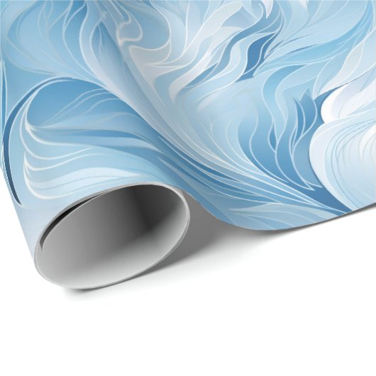 冬のワンダーランドブルー霜の降りたパターン ラッピングペーパー (ロールコーナー)