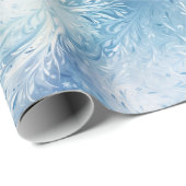 冬のワンダーランドブルー霜の降りたパターン ラッピングペーパー (ロールコーナー)