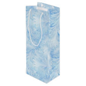 冬のワンダーランドブルー霜の降りたパターン ワインギフトバッグ (裏面アングル)